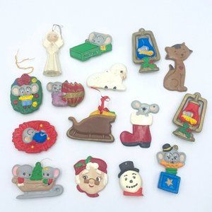 Vintage Ceramic Hobbyist Painted Christmas Ornaments Lot of 15
